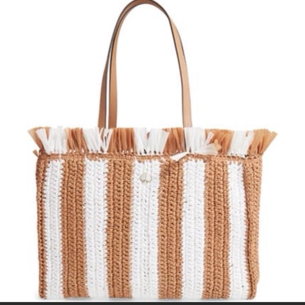 Kate Spade Sam Stripe Straw large tote